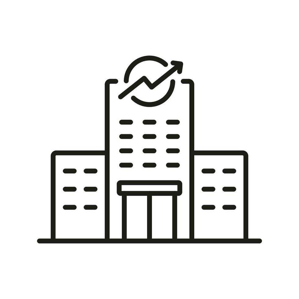 Real Estate Business Linear Pictogram. Office Building Line Icon. City Apartment, Company Facade Sign. Residential House Construction Outline Symbol. Editable Stroke. Isolated Vector Illustration.