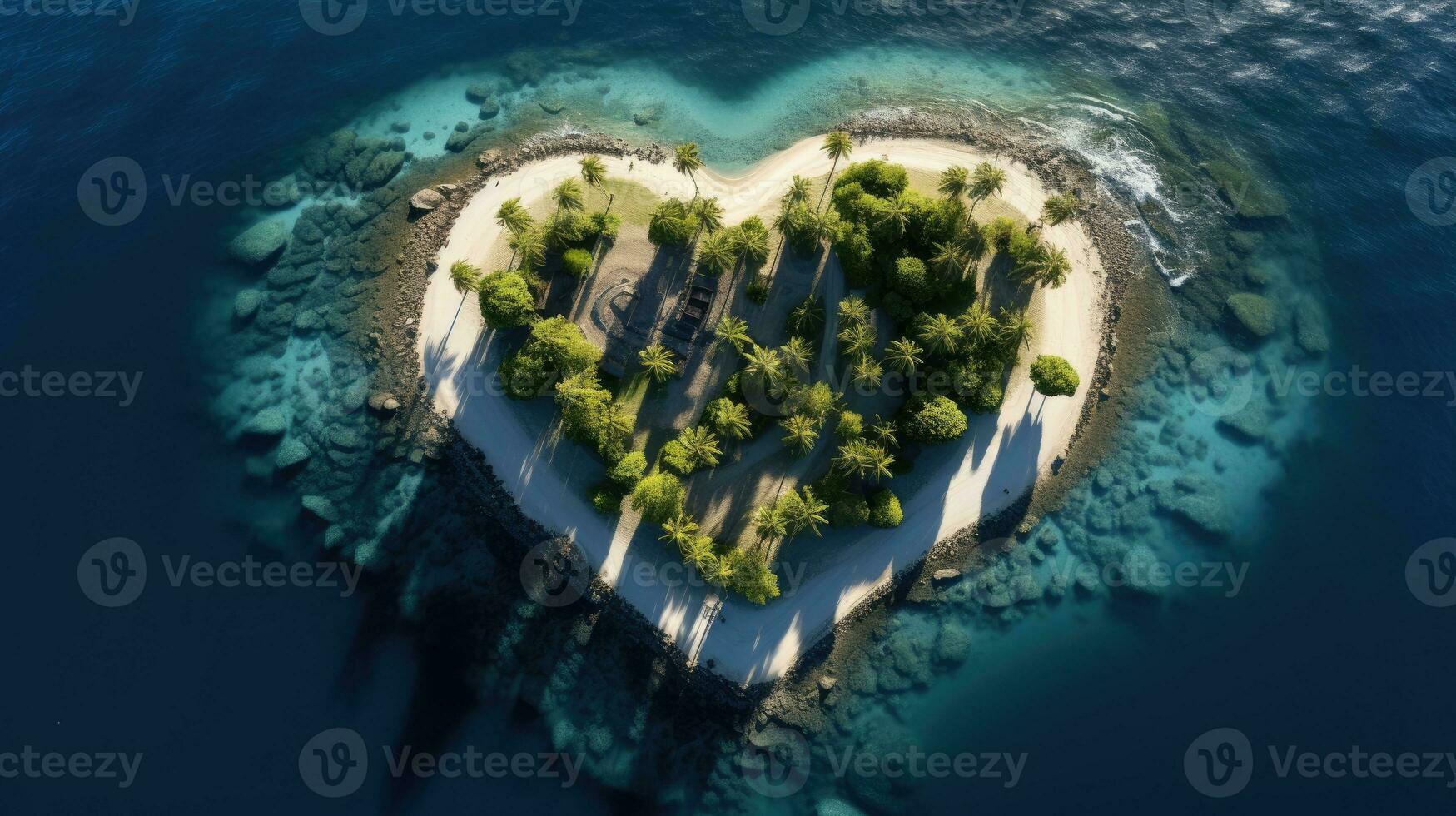 Heart island AI Generated photo