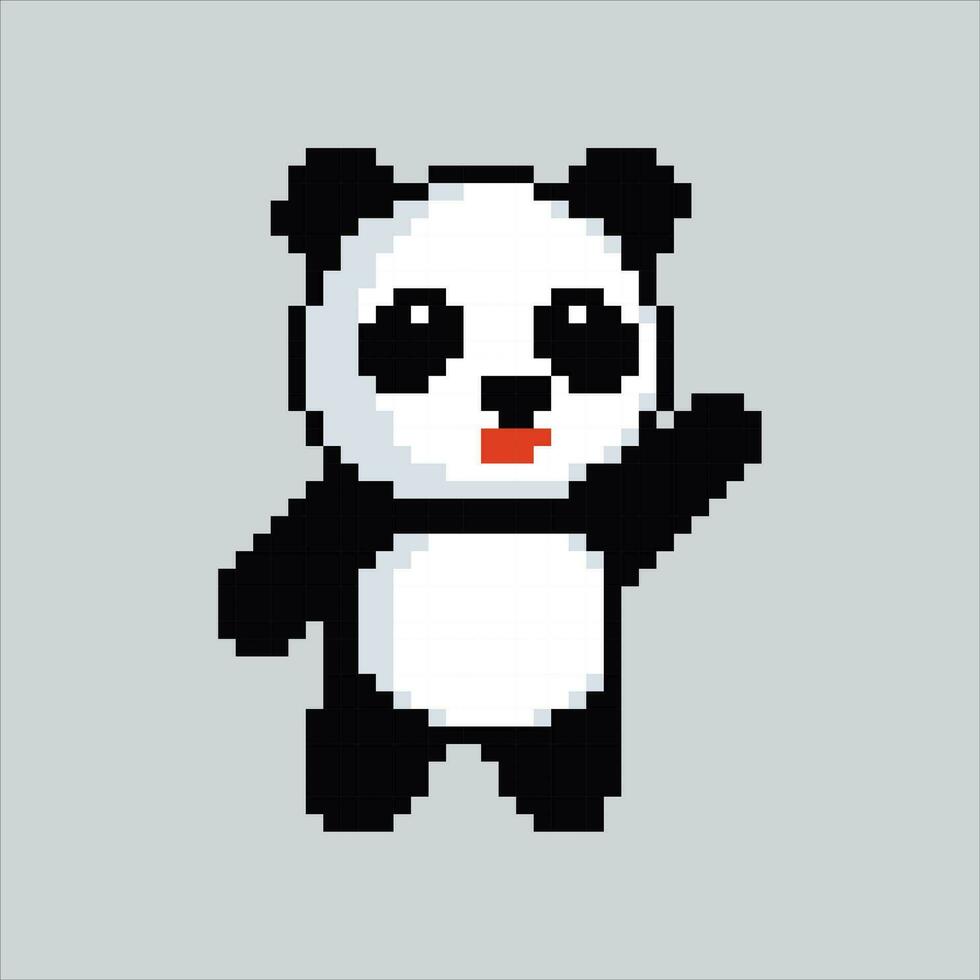 Pixel art illustration Panda. Pixelated Panda. Cute China Panda animal icon pixelated for the pixel art game and icon for website and video game. old school retro. vector