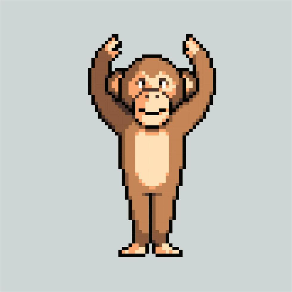 Pixel art illustration Monkey. Pixelated Monkey. Jungle Monkey animal icon pixelated for the pixel art game and icon for website and video game. old school retro. vector