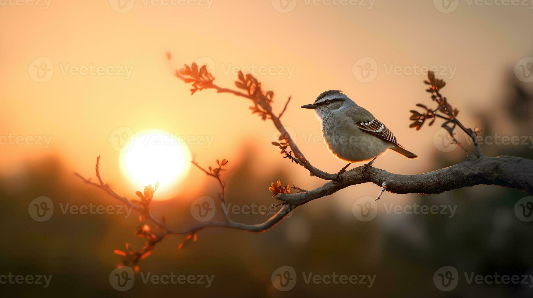 pájaro encaramado en un árbol rama ai generado foto