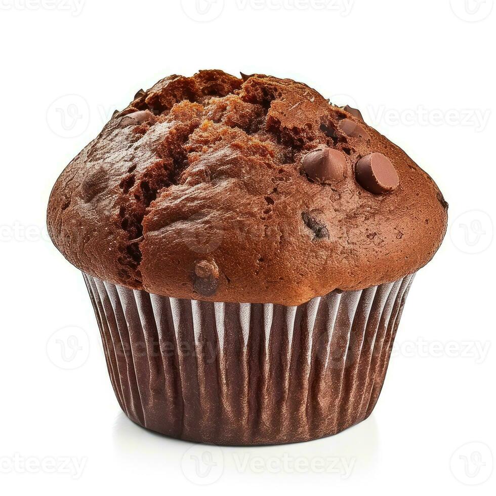 Chocolate Muffin Isolated on White Background AI Generated photo