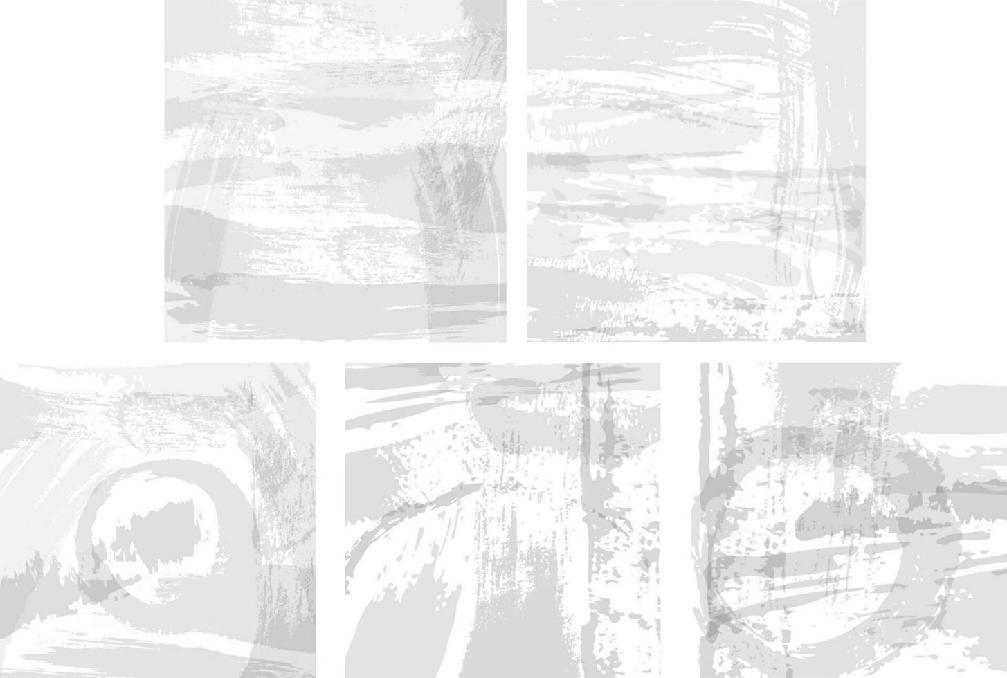 set of abstract light grunge retro backgrounds with textures of scratches and scuffs and stains with strokes of watercolor ink paint on a transparent background vector