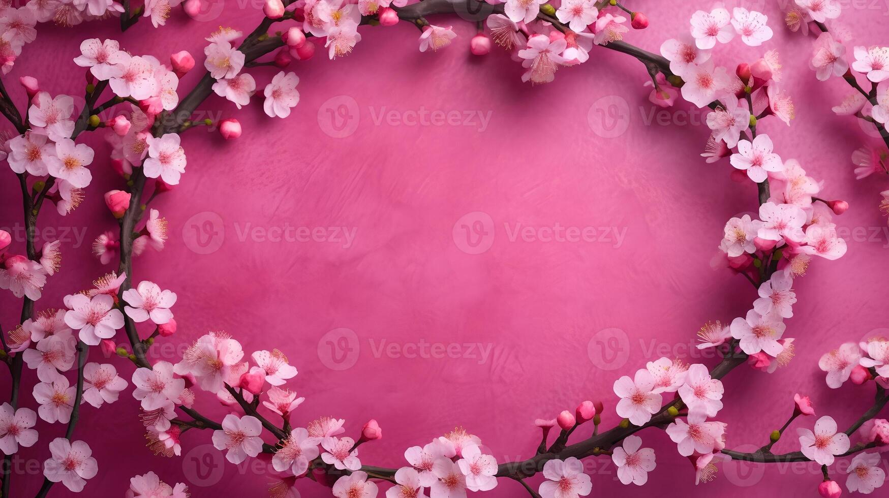 Sakura on Pink Background AI Generated photo