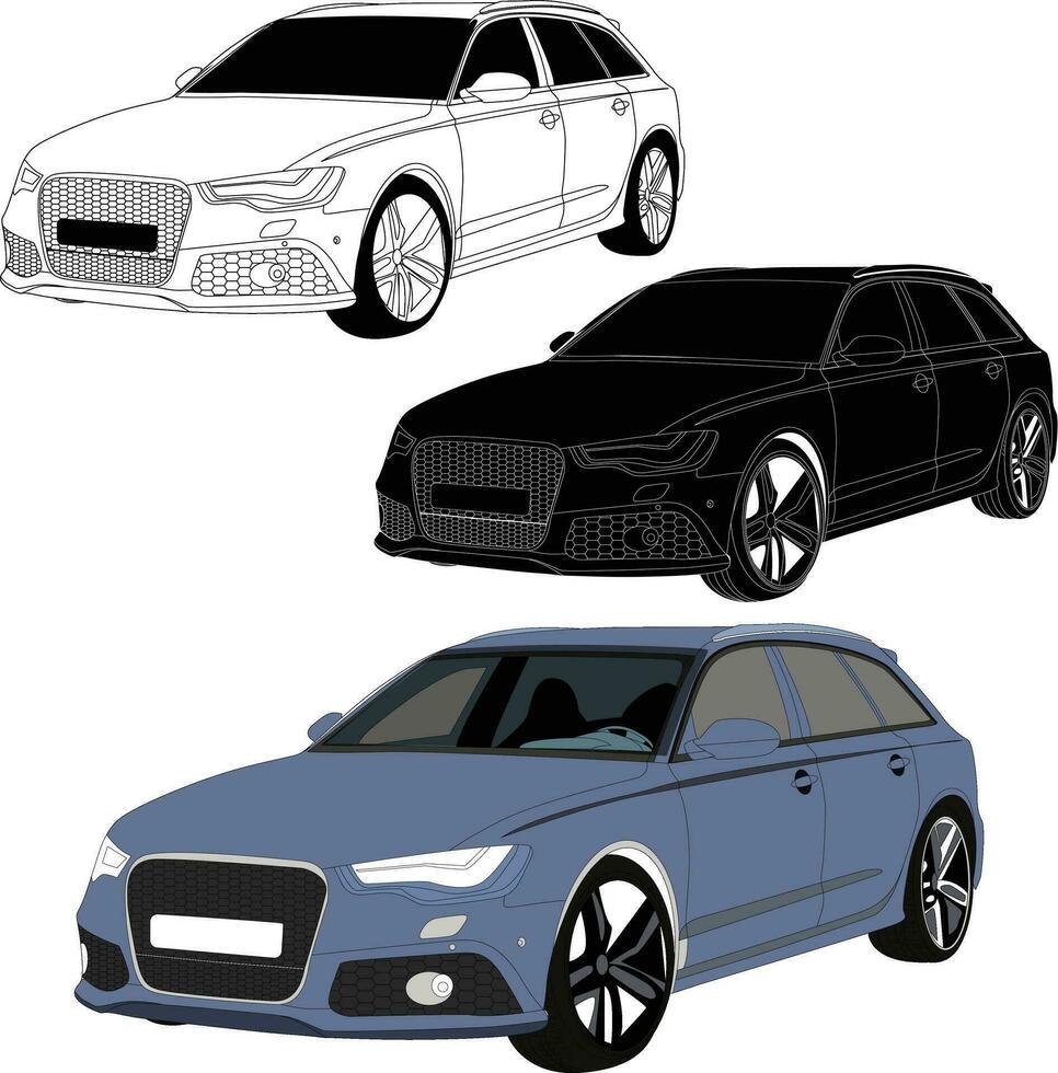 car vector line art illustration