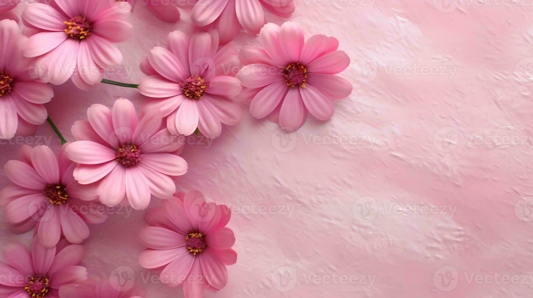 Pink Flowers on Pink Background AI Generated photo