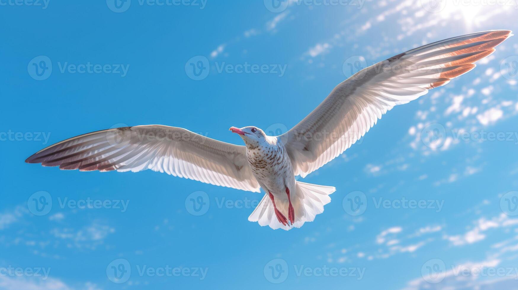 Flying Seagull on Blue Sky photo