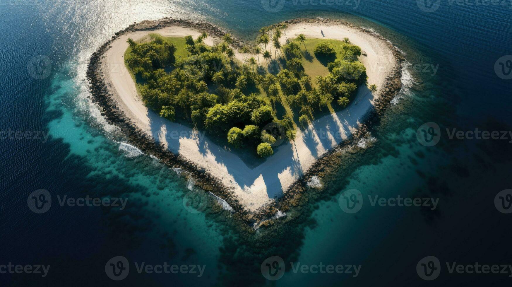 Heart island AI Generated photo