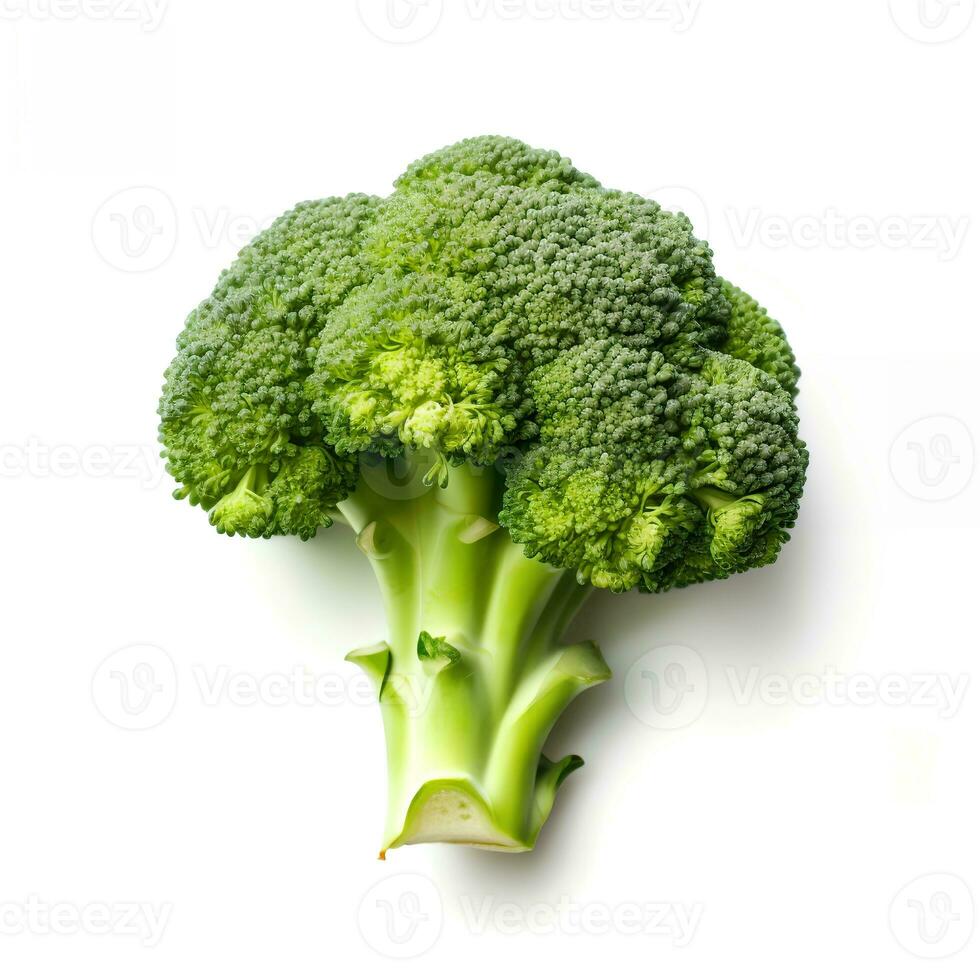 brócoli aislado en blanco antecedentes ai generado foto