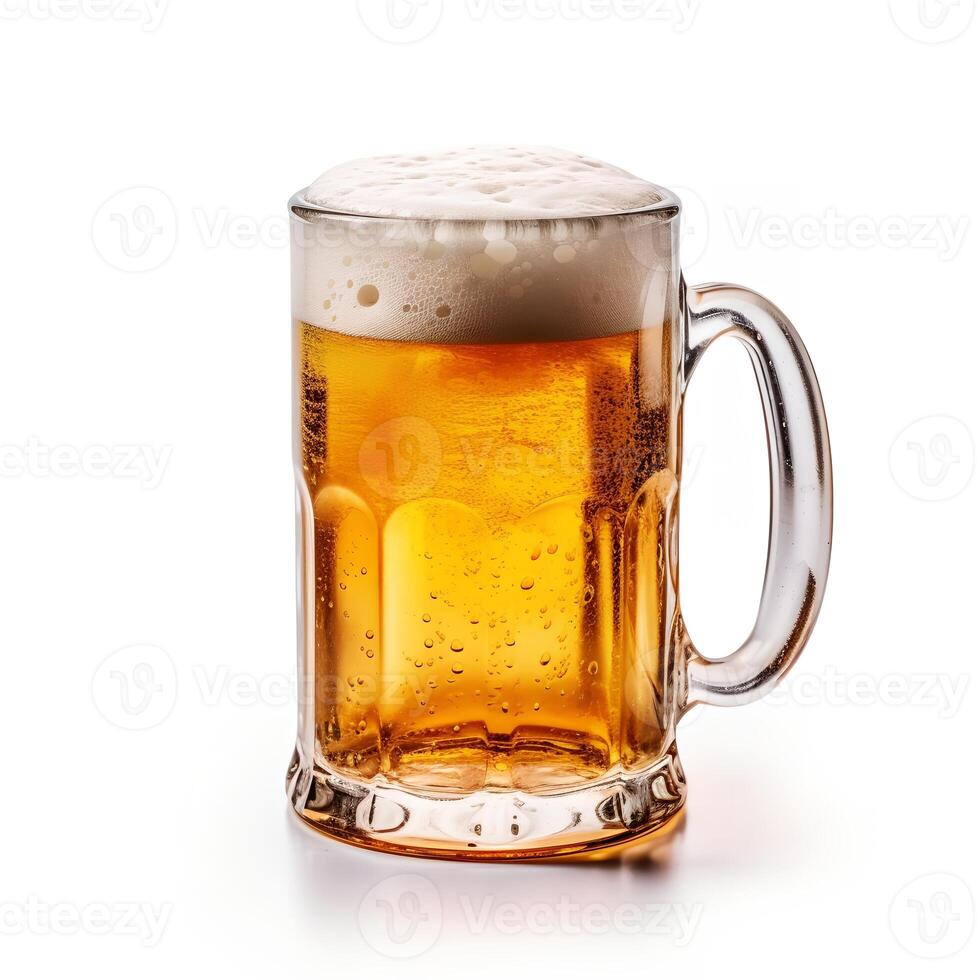 Glass Mug with Beer on White Backgroud photo
