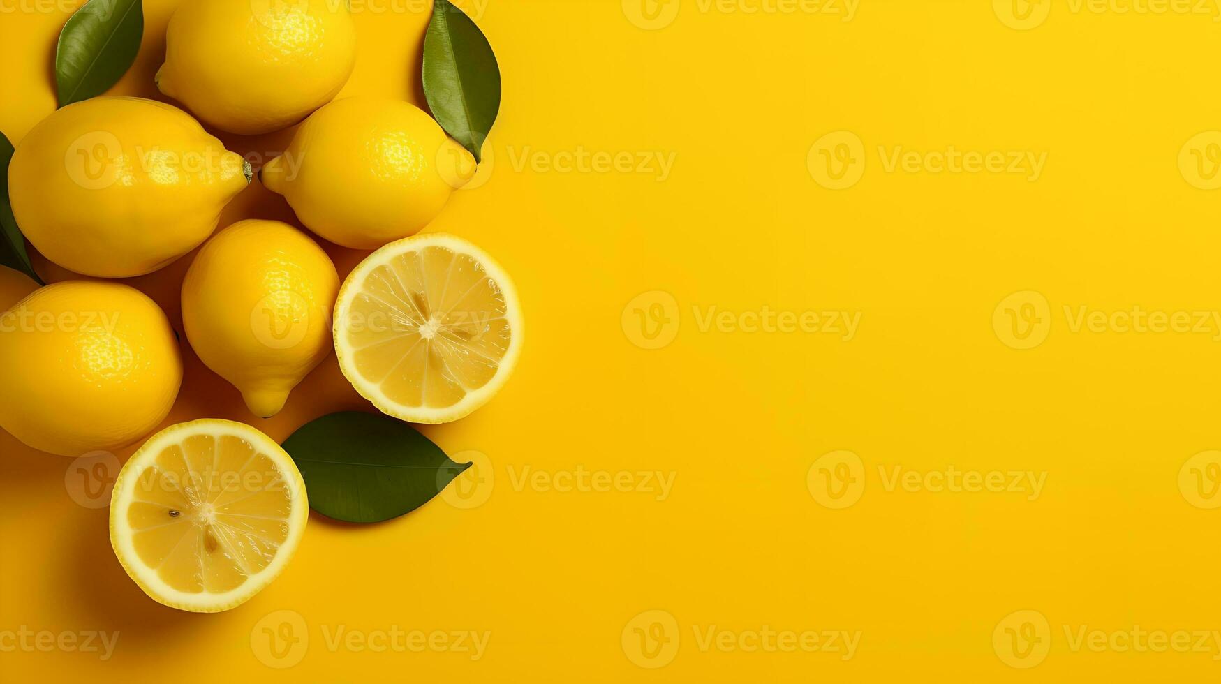 Lemon on Yellow Background AI Generated photo