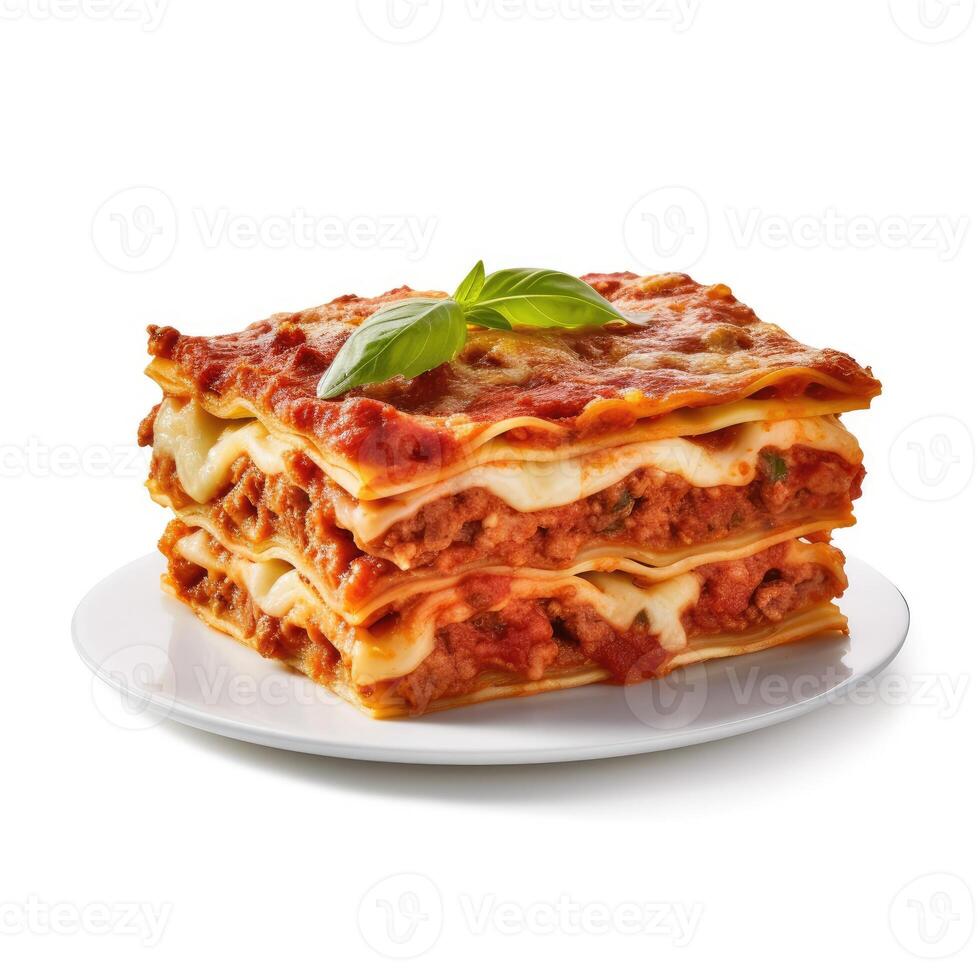 Lasagna Isolated on White Background photo