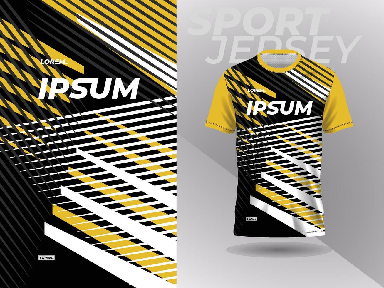 yellow black shirt sport jersey mockup template design for soccer, football, racing, gaming, motocross, cycling, and running vector