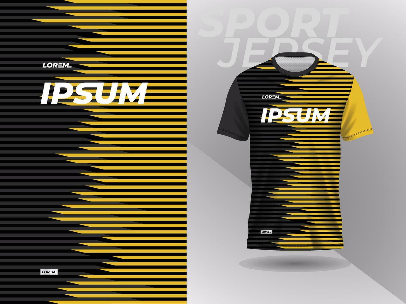 yellow black shirt sport jersey mockup template design for soccer, football, racing, gaming, motocross, cycling, and running vector
