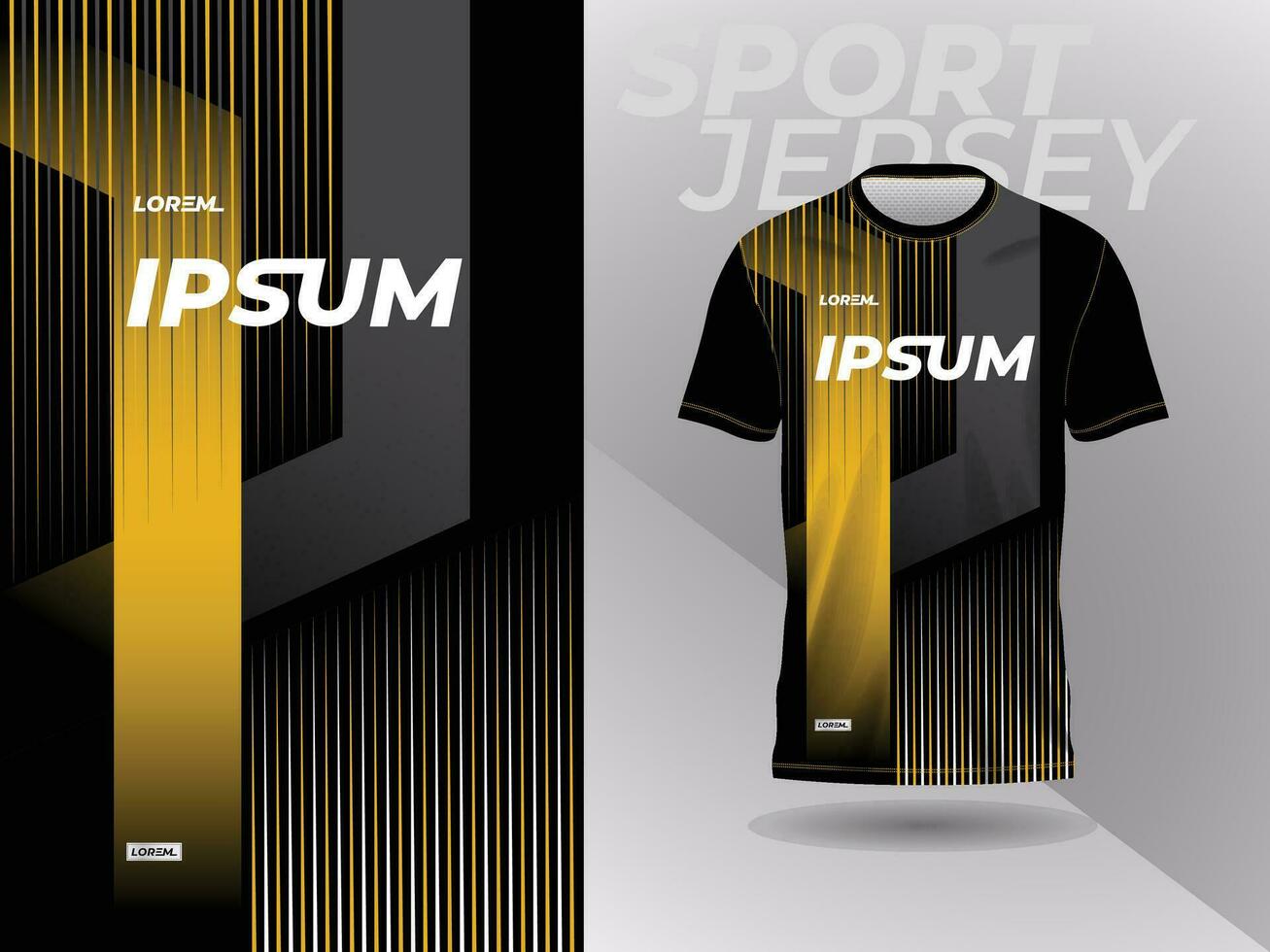 yellow black shirt sport jersey mockup template design for soccer, football, racing, gaming, motocross, cycling, and running vector