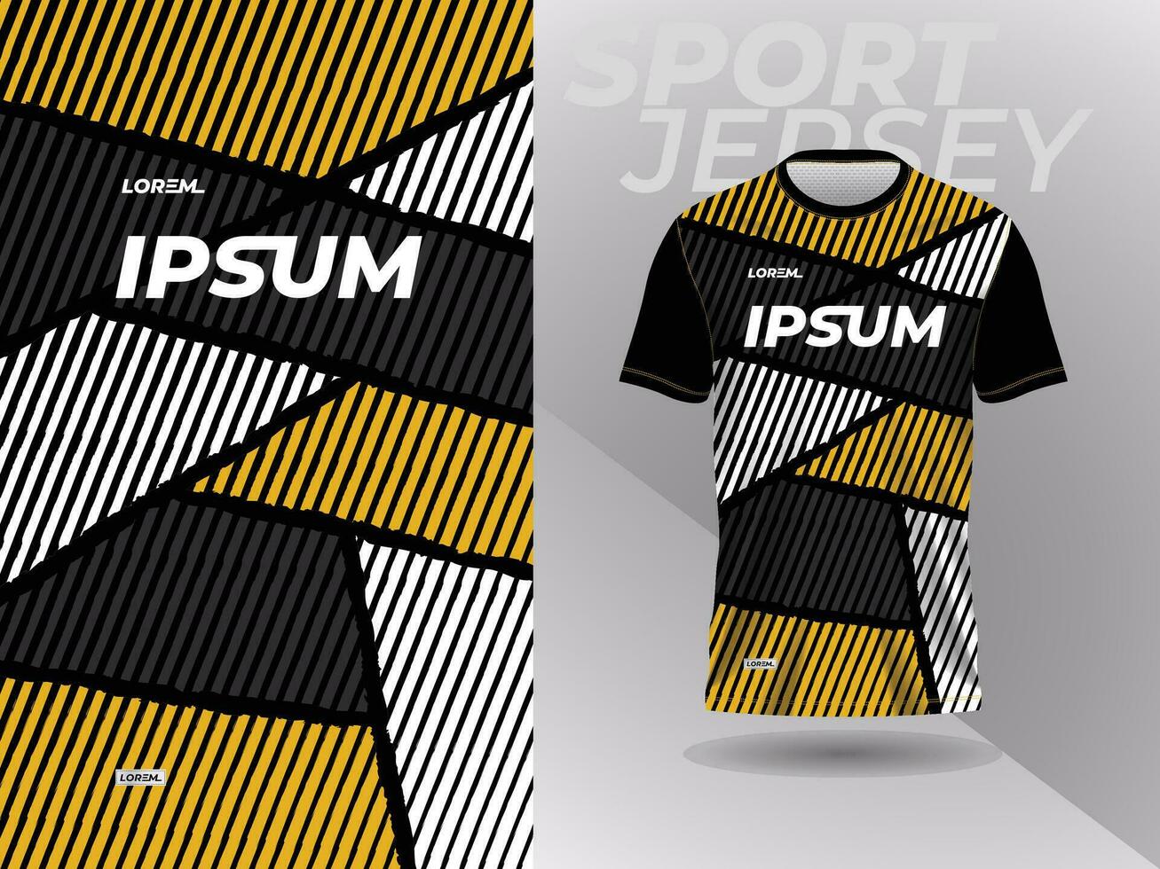 yellow black shirt sport jersey mockup template design for soccer, football, racing, gaming, motocross, cycling, and running vector