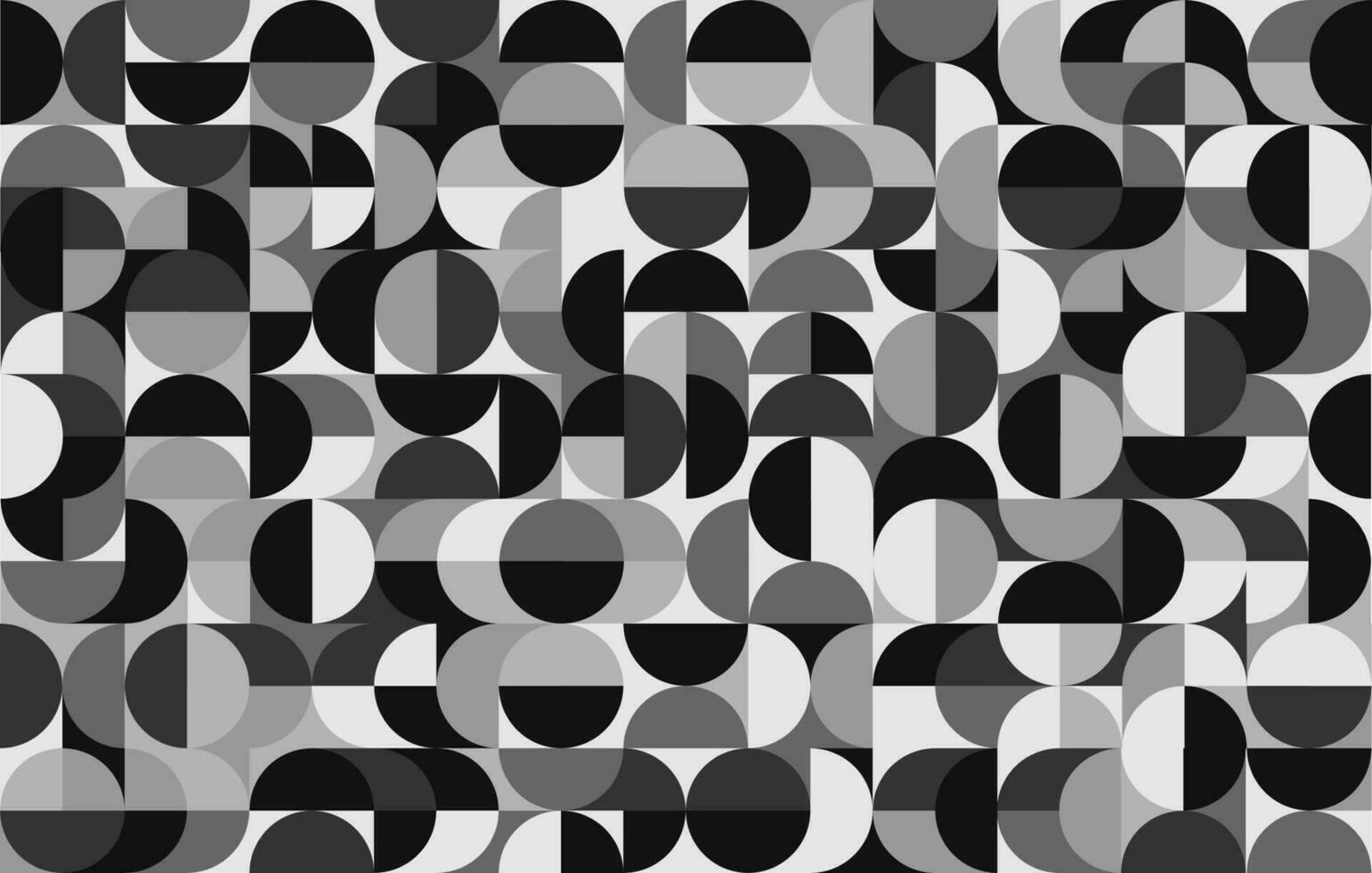 Grayscale geometric flat circle abstract background. Memphis round wallpaper. vector
