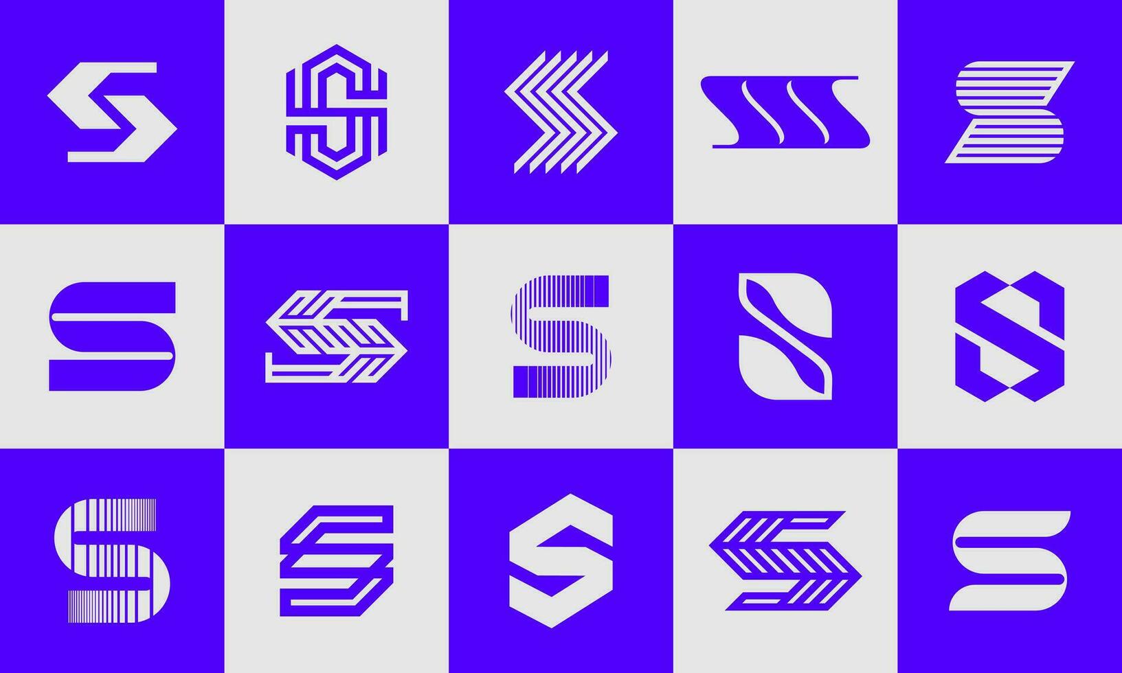 Digital line abstract initial S logo icon template set. Technology letter S logo. vector