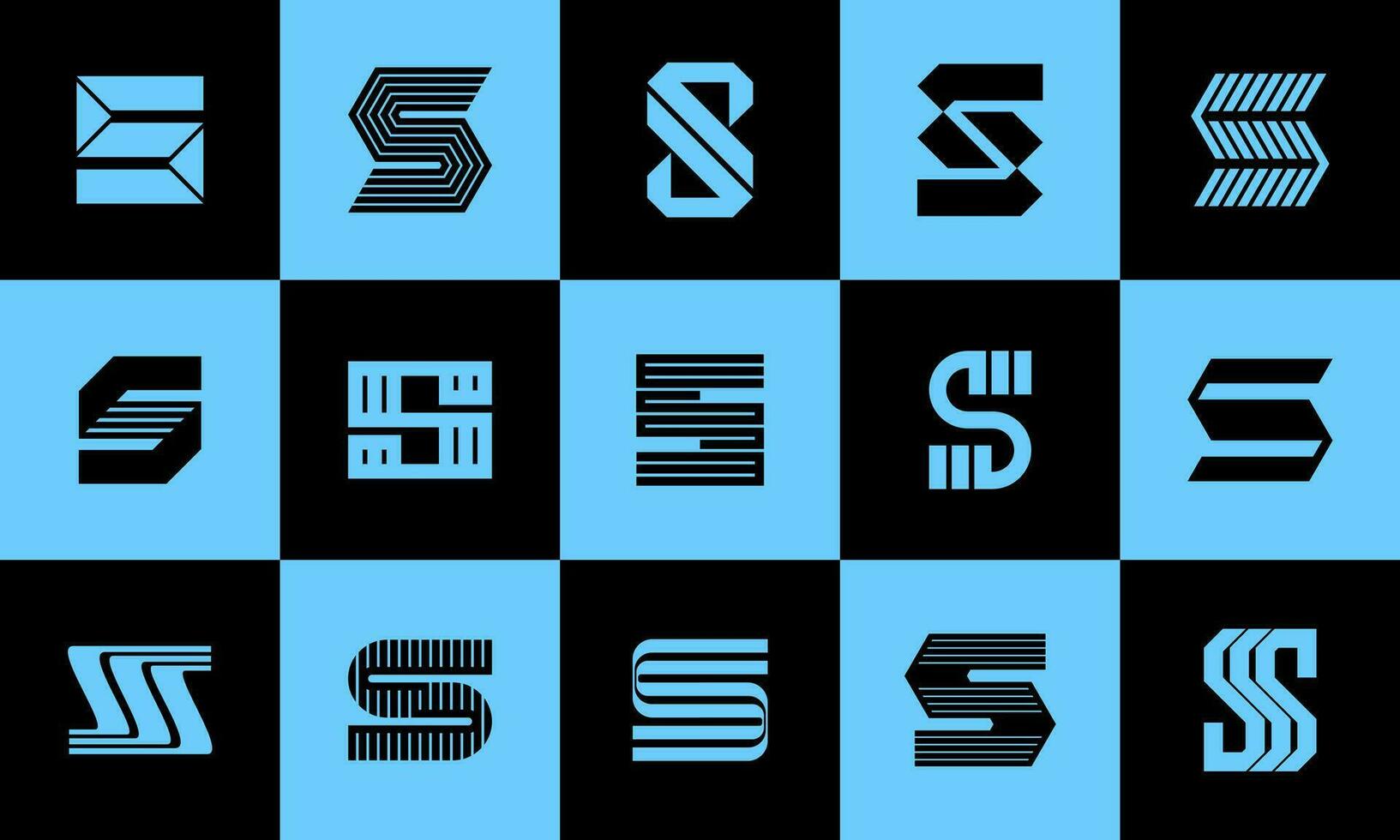 Bundle of company initial letter S logo icon design. Modern line letter S logo. vector
