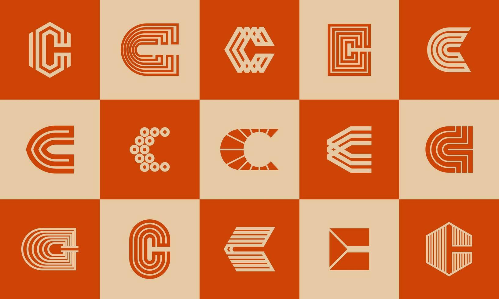Luxury line abstract monogram letter C logo icon. Company initial C logo bundle. vector