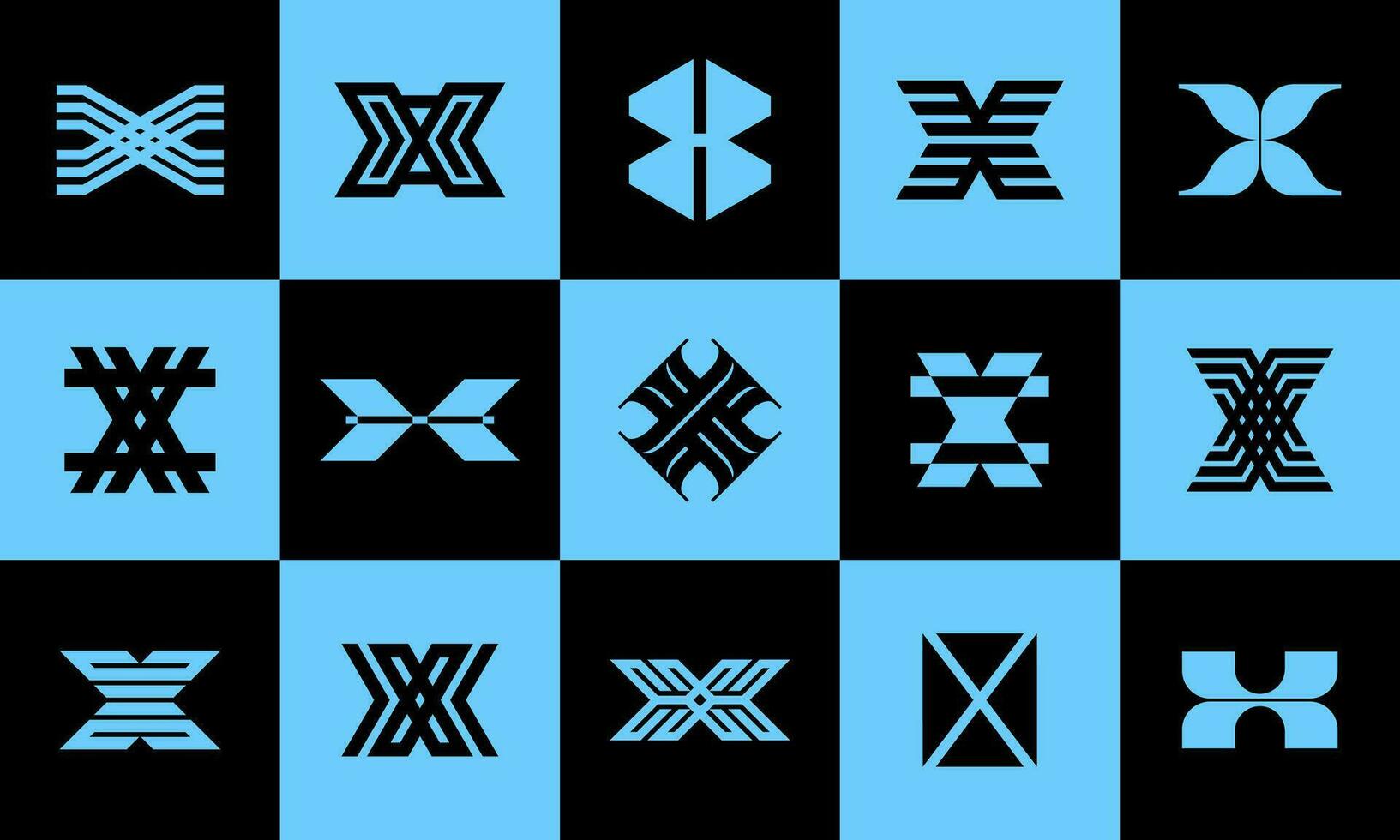 Collection of geometry line letter X logo icon design. Technology X logo brand. vector