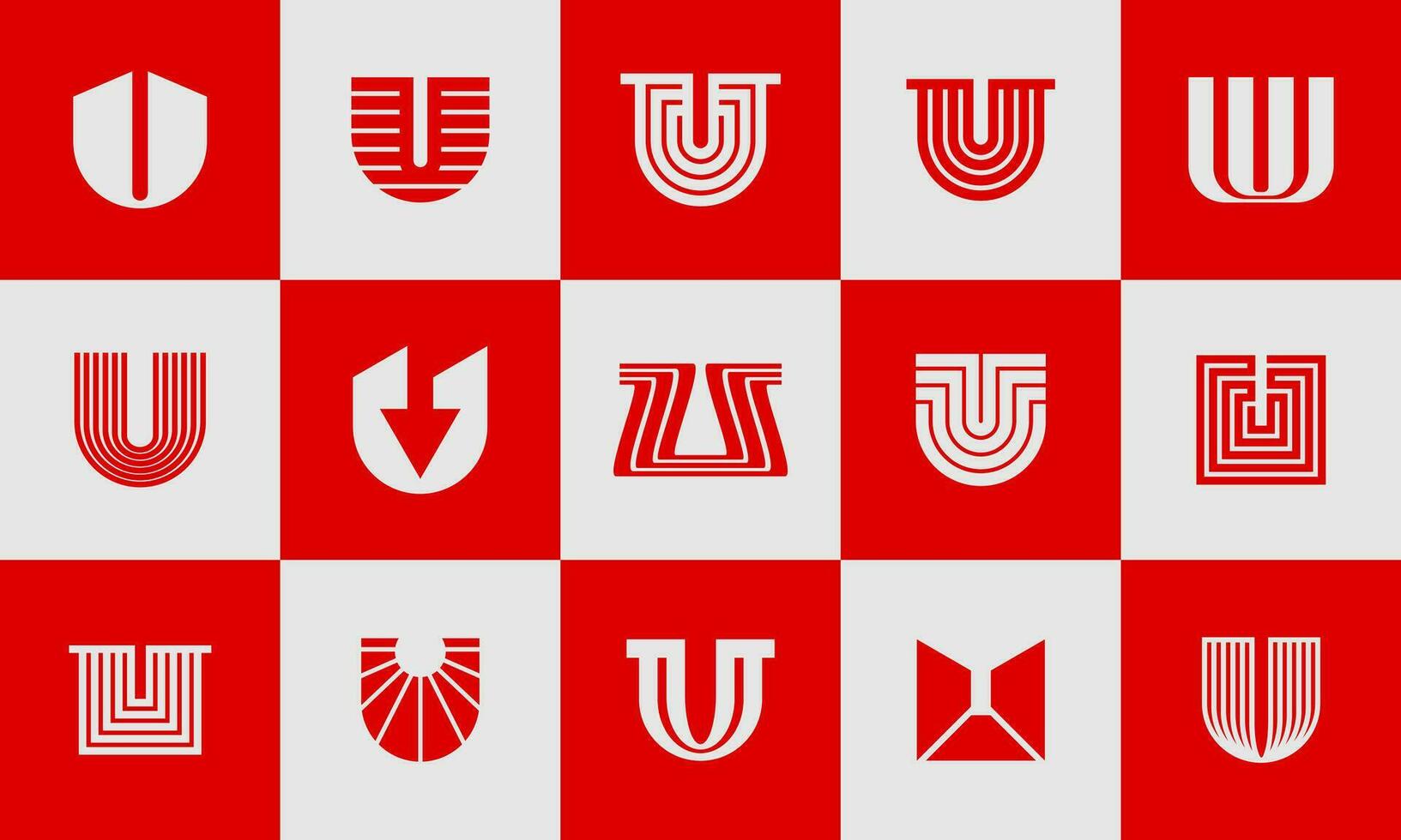 Geometric line abstract letter U logo icon bundle. Modern company initial U logo. vector