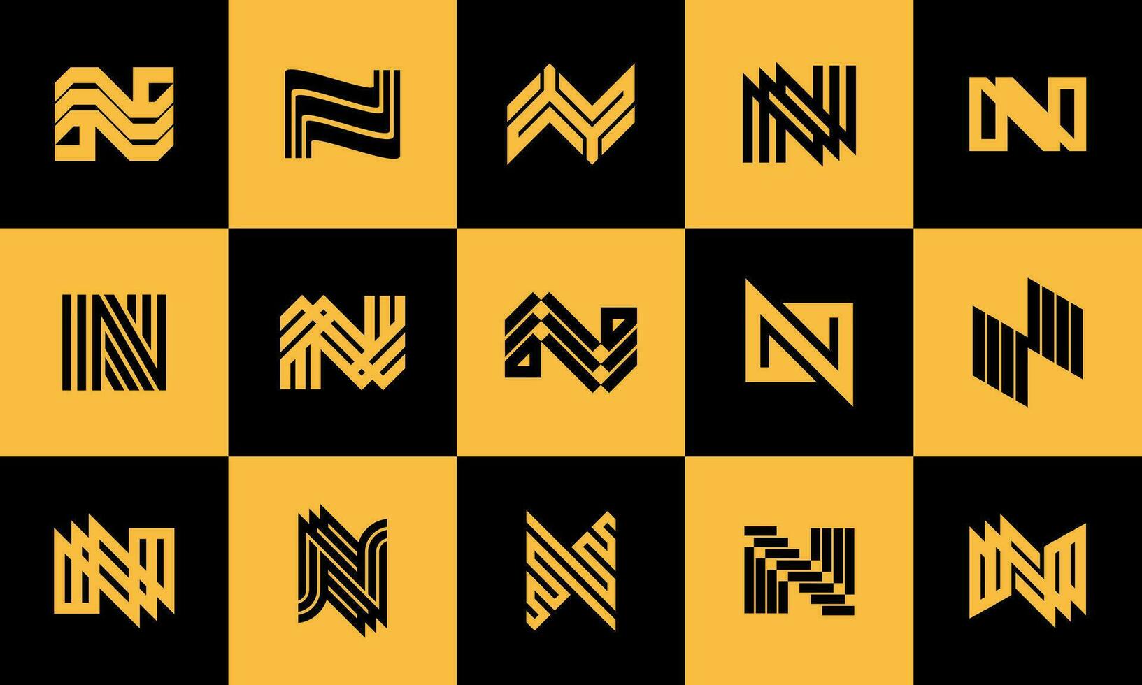 Set of modern technology letter N logo design. Simple line initial N logo bundle. vector