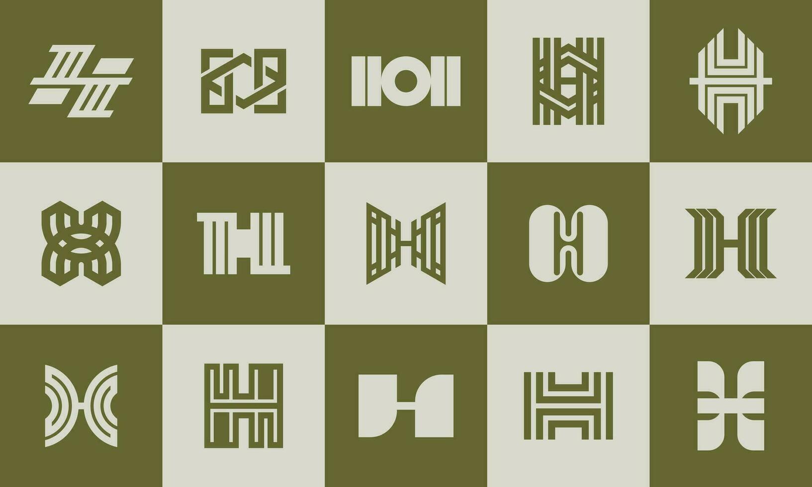 Modern geometric line letter H logo icon set. Luxury business initial H logo set. vector