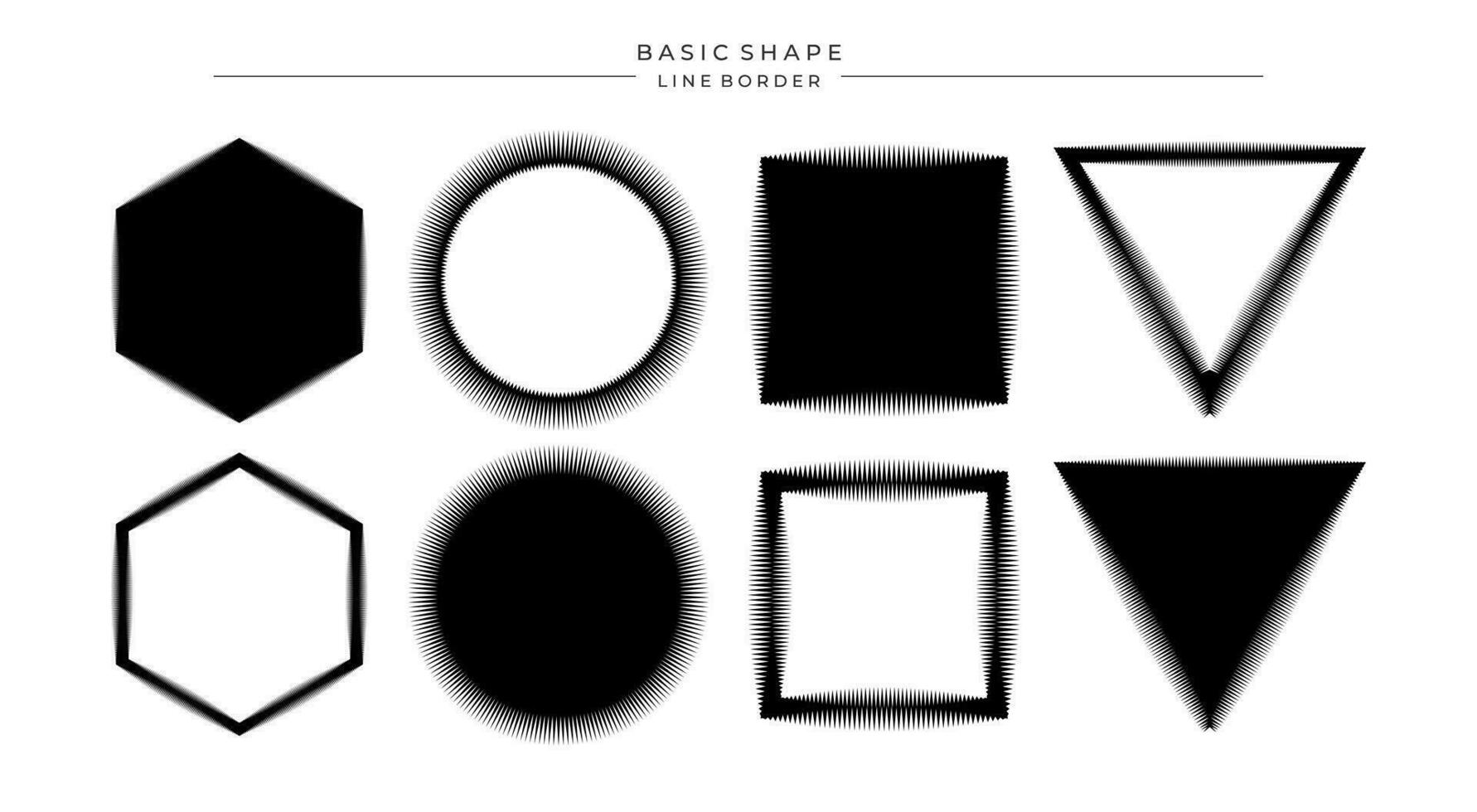Set of flat line vibration basic shape border design. Modern wavy shape banner. vector