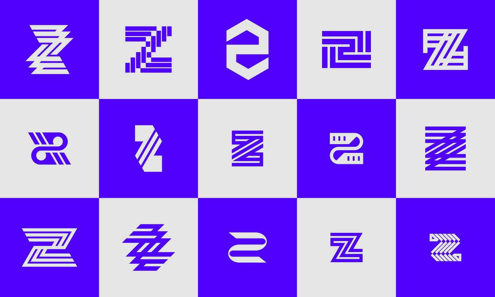 Modern business line letter Z icon logo design bundle. Digital initial Z logo. vector