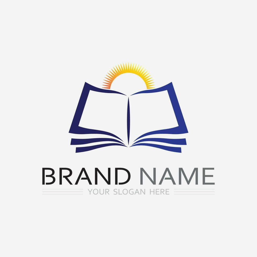 Book logo vector and illustration education icon