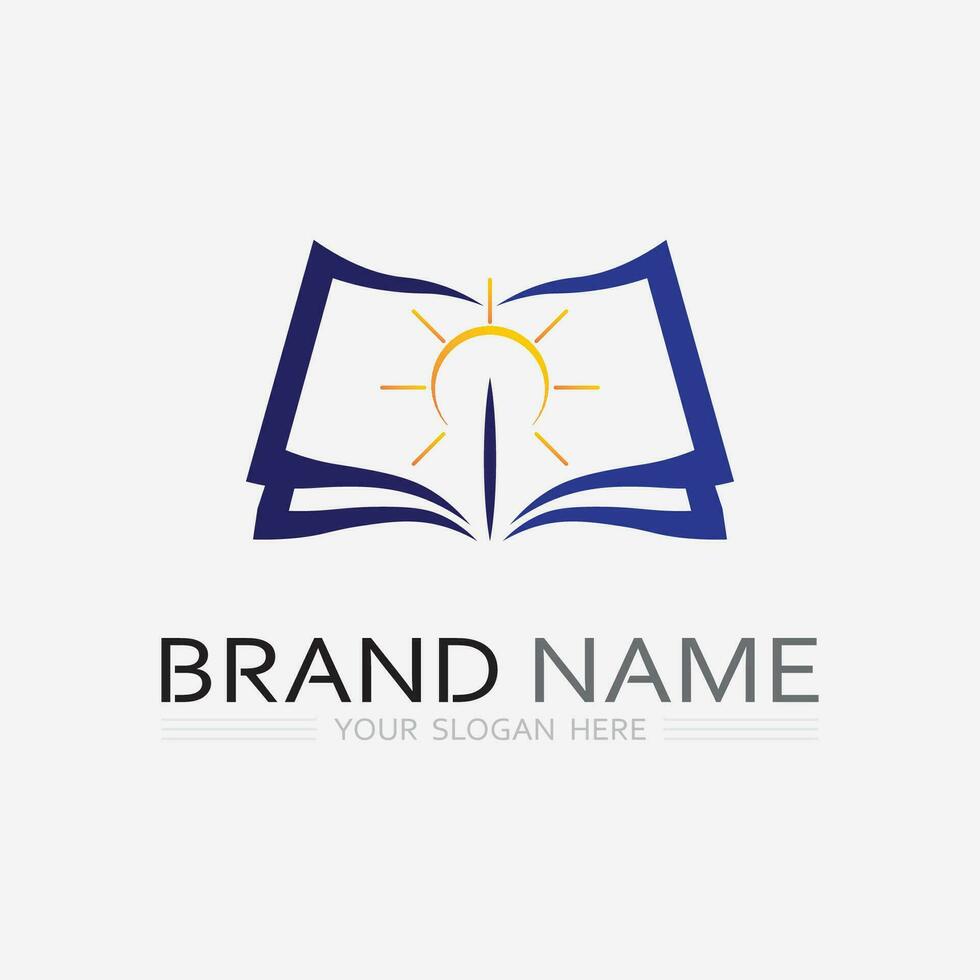 Book logo vector and illustration education icon