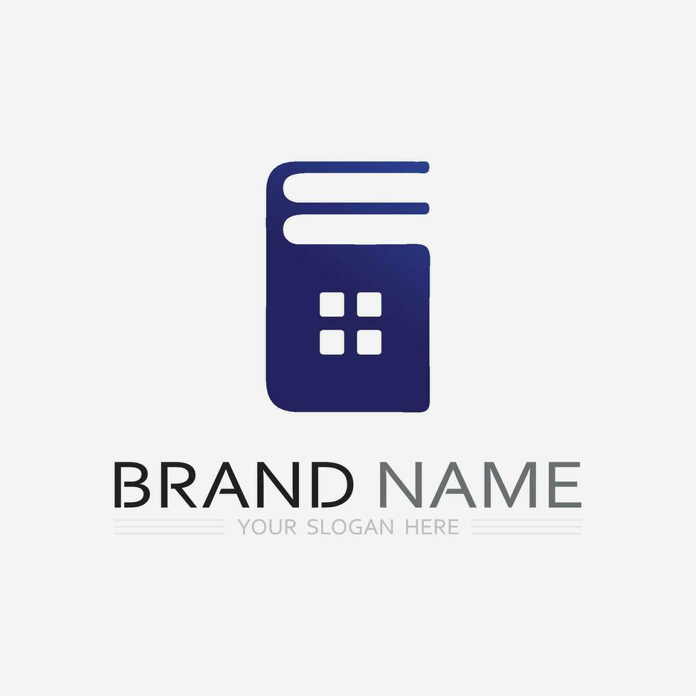 Book logo vector and illustration education icon