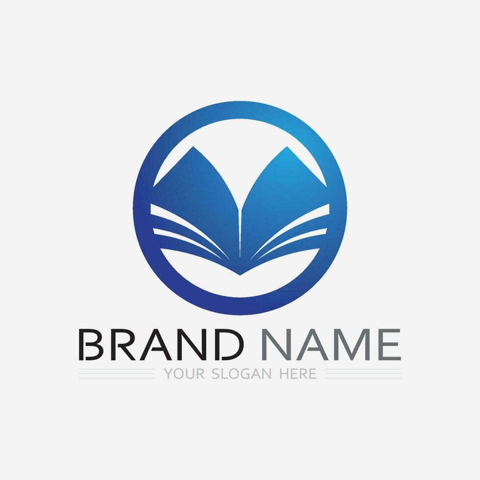 Book logo vector and illustration education icon