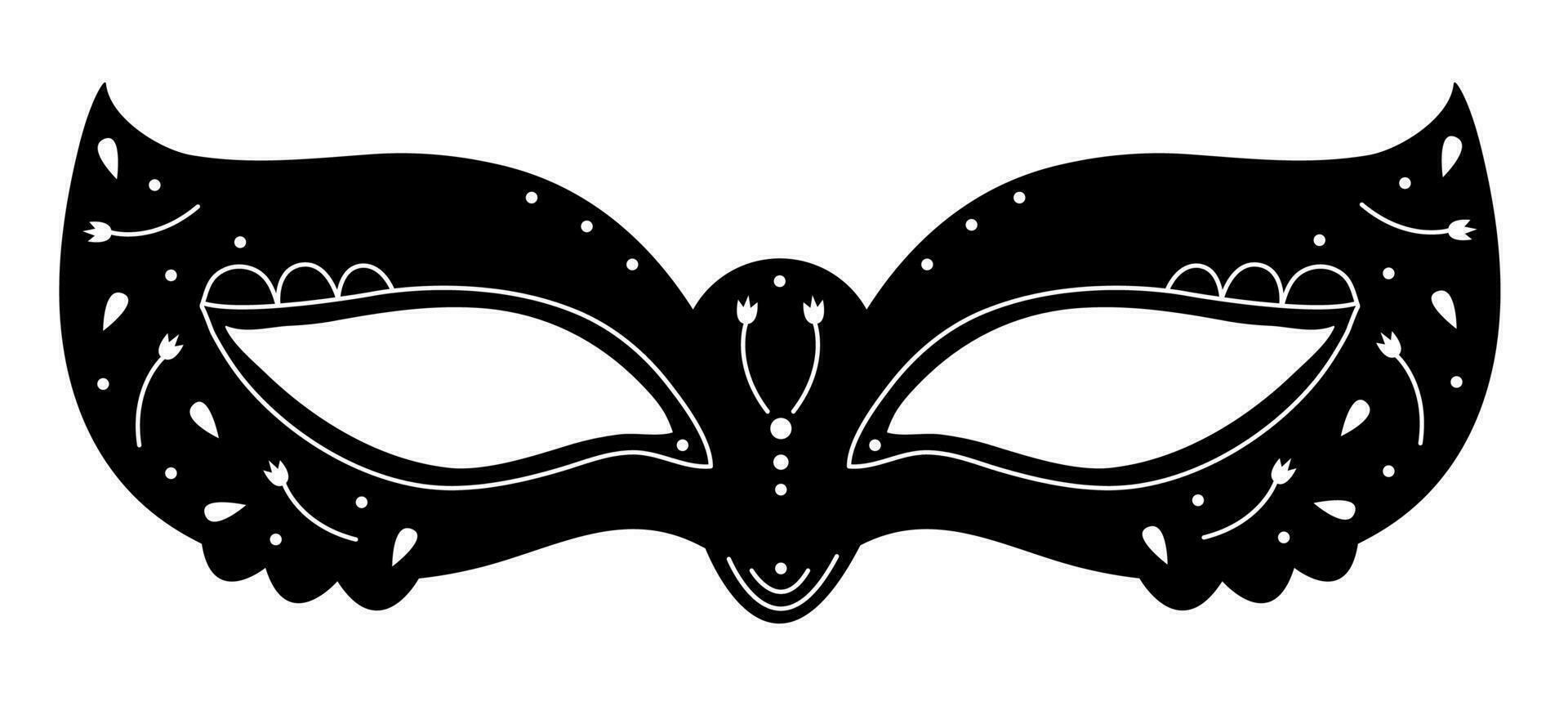 Black and white masquerade mask with floral elements vector