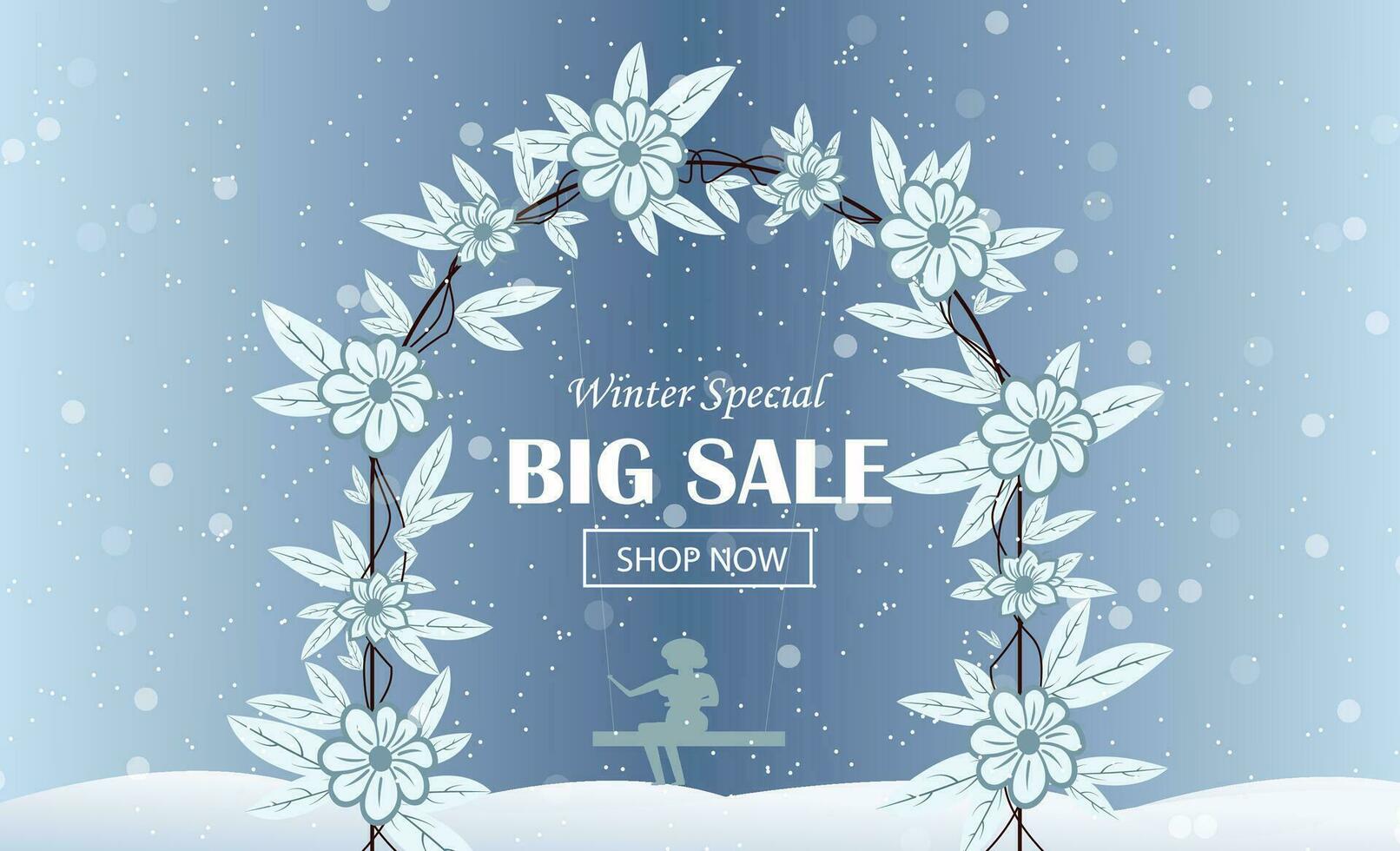 Vector realistic winter sale banner template.