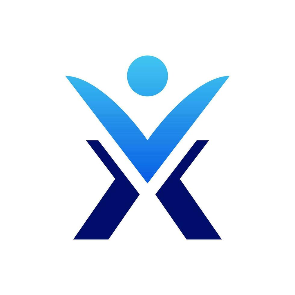 letter x logo design with people vector