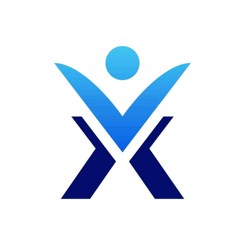 letter x logo design with people vector