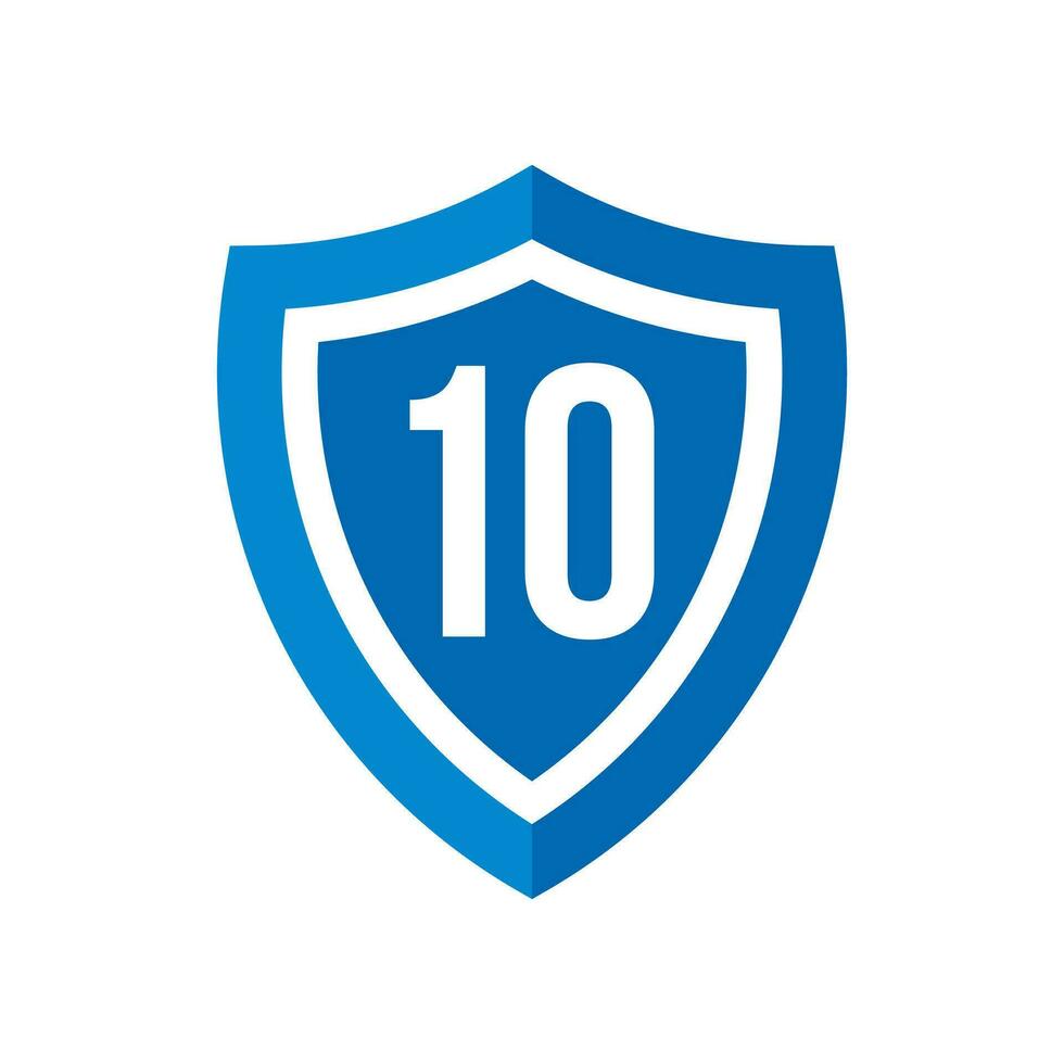 number 10 logo design on shield vector