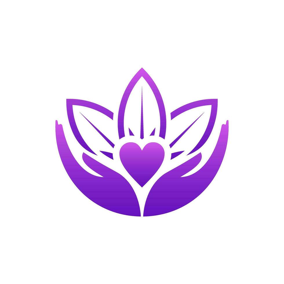 lotus flower logo design above the hand vector