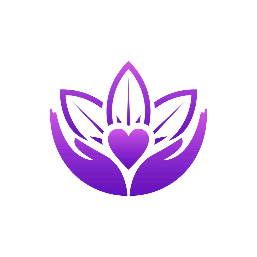 lotus flower logo design above the hand vector