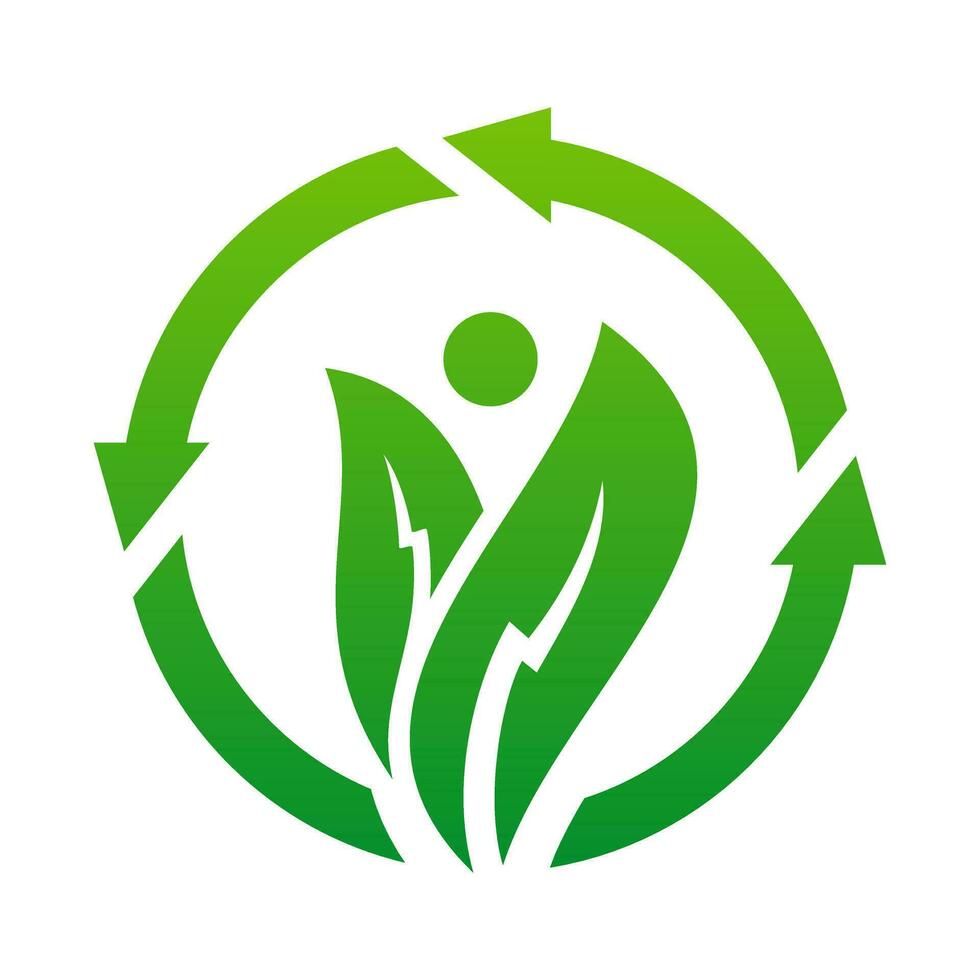 Circle recycle with growth leaf logo concept. vector