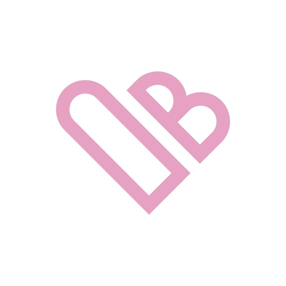 letter b and heart logo design vector