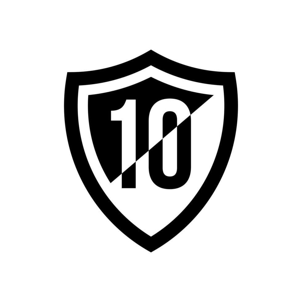 number 10 logo design on shield vector