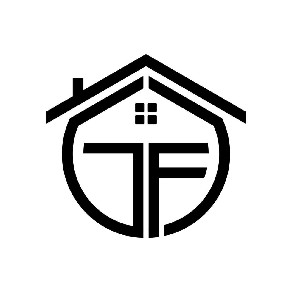 house logo design in the shape of the letters g and f vector