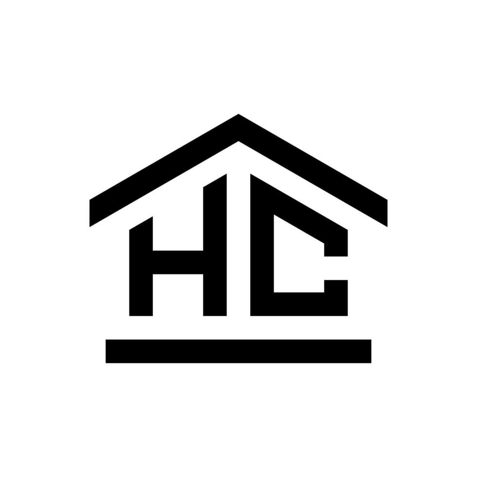 house shape hc logo design vector