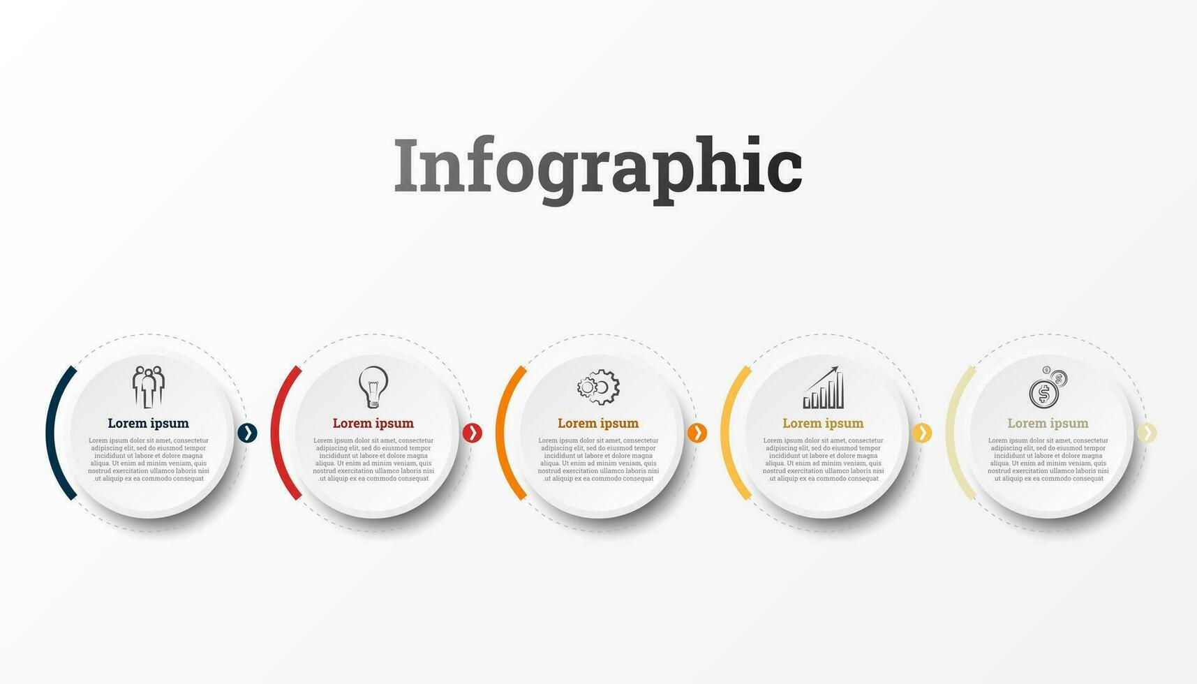 Infographic that provides a detailed report of the business, divided into 5 topics. vector