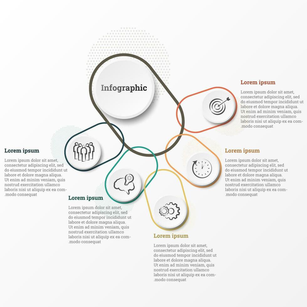 infografía ese proporciona un detallado reporte de el negocio, dividido dentro 5 5 temas vector