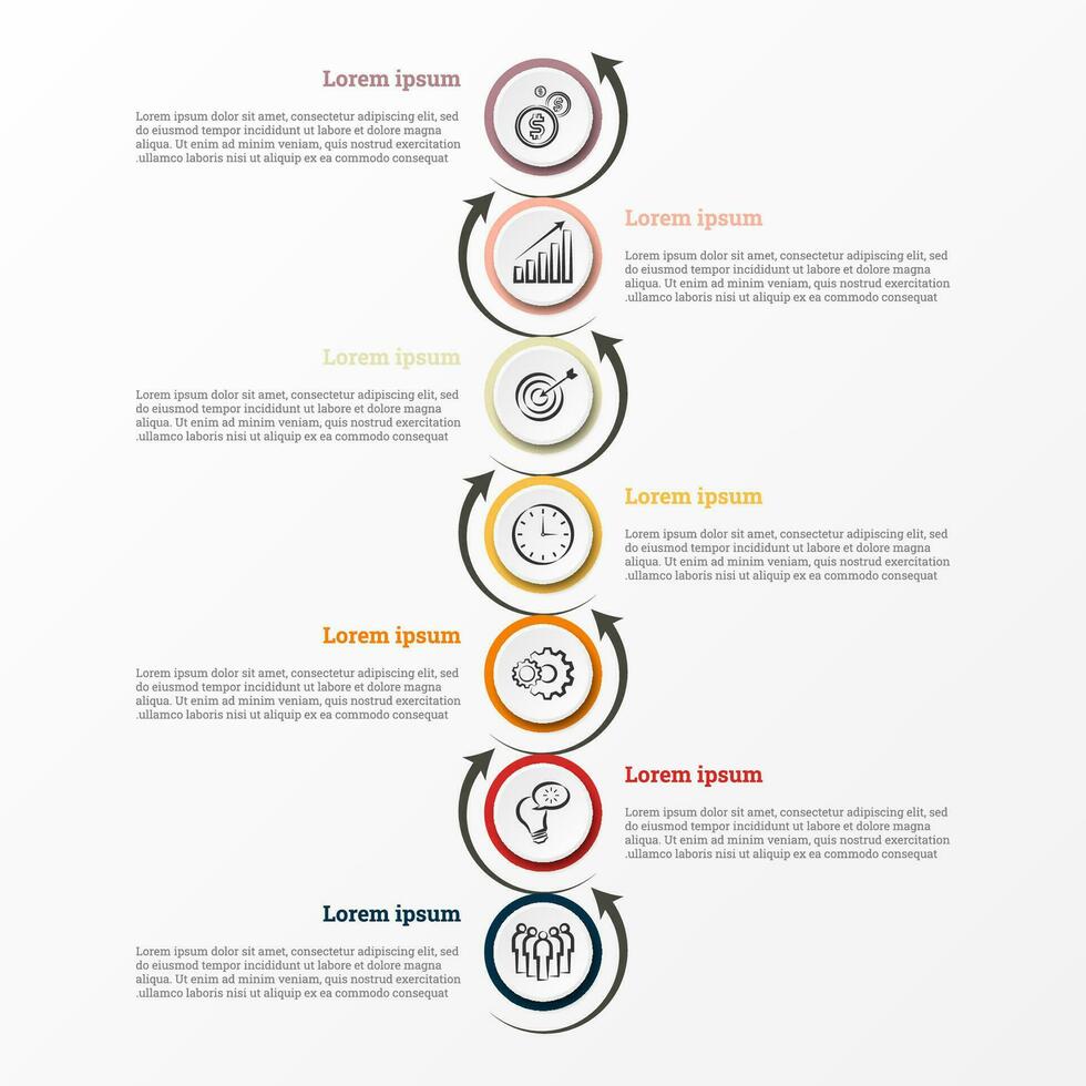 infografía ese proporciona un detallado reporte de el negocio, dividido dentro 7 7 temas vector