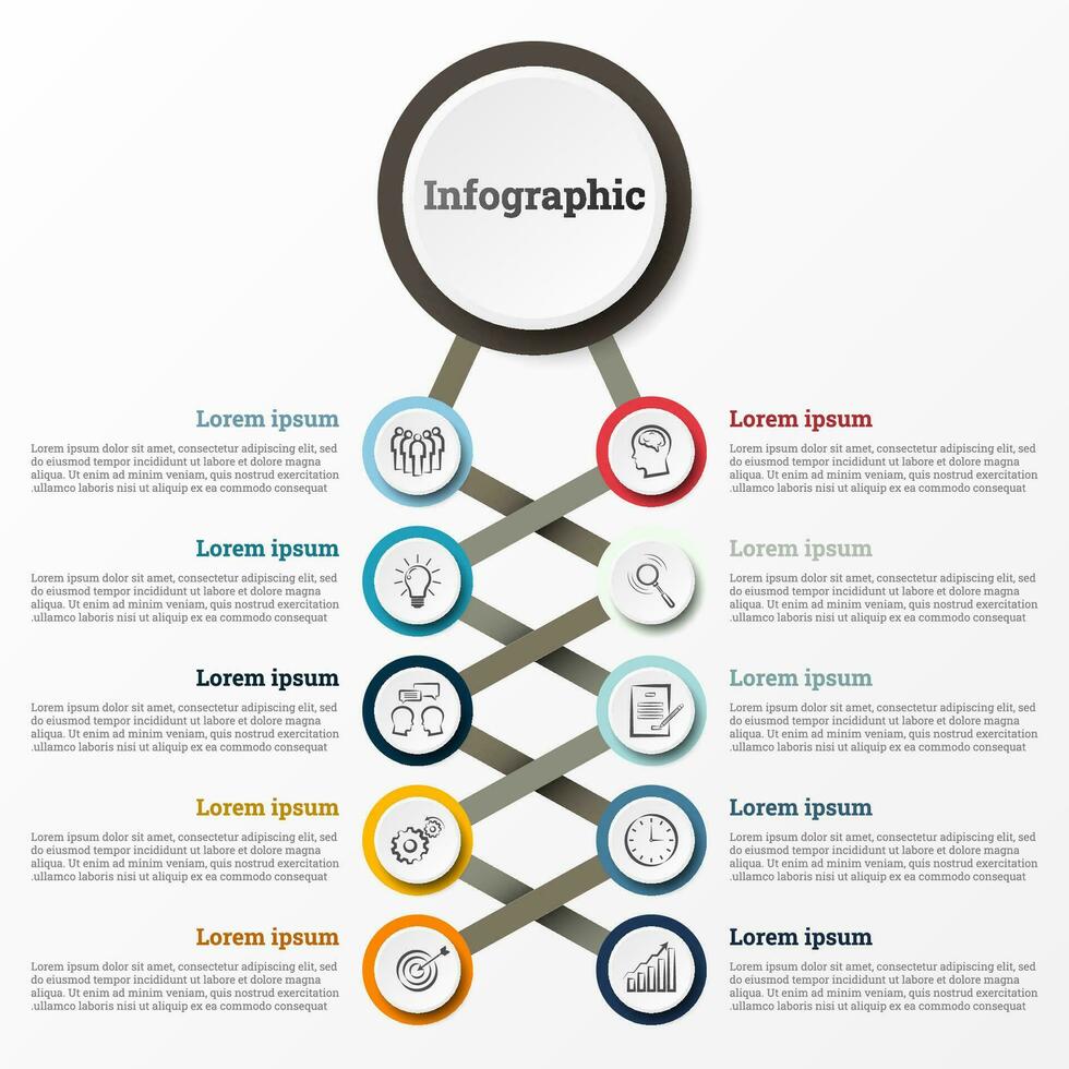 Infographic that provides a detailed report of the business, divided into 10 topics. vector